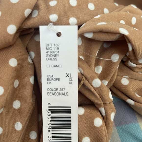 NWT Preston & York “light camel” colored & white polka dot maxi dress. XL - Picture 7 of 9